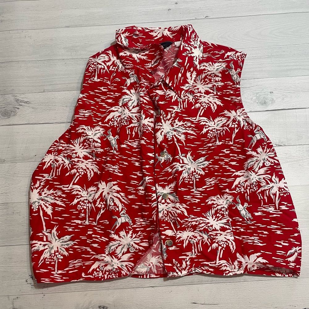 Vintage Roper western horses Hawaiian trees sleeveless youth XL